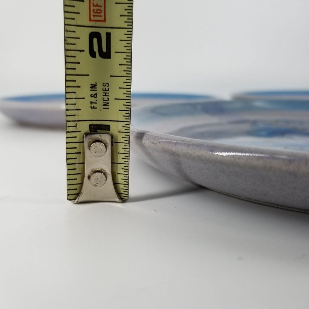 Tonala Mexican Hand Painted Blue Speckled Bird Plates 8.5" Pottery Signed Lot 3 - Picture 11 of 11